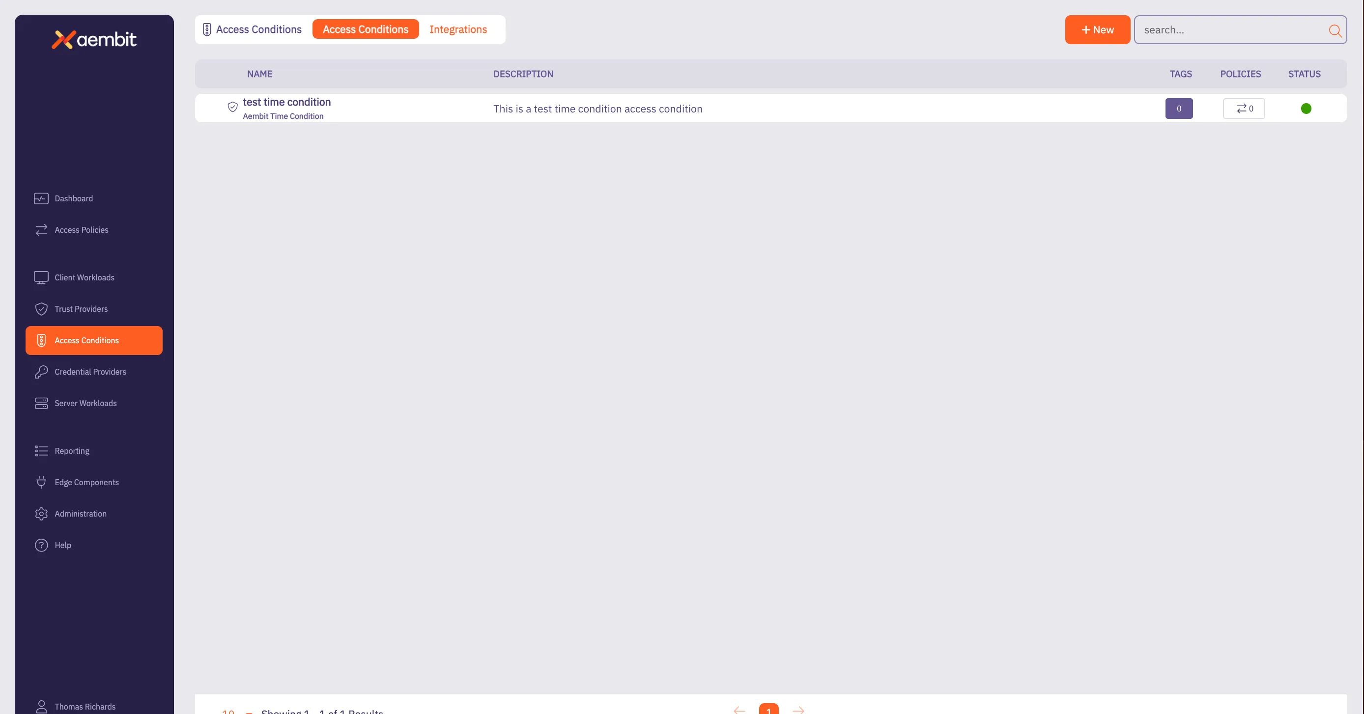 Access Condition Main Page - Time Condition Listed