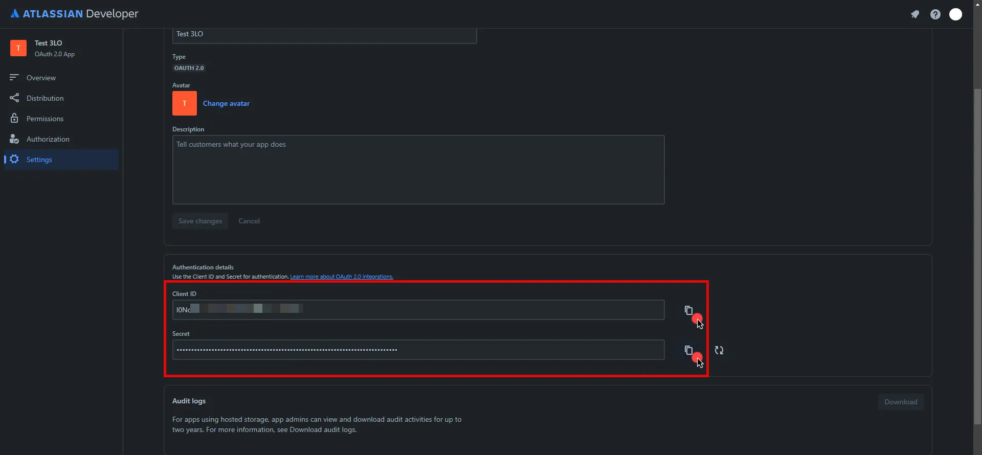 Copy Client ID and Client Secret