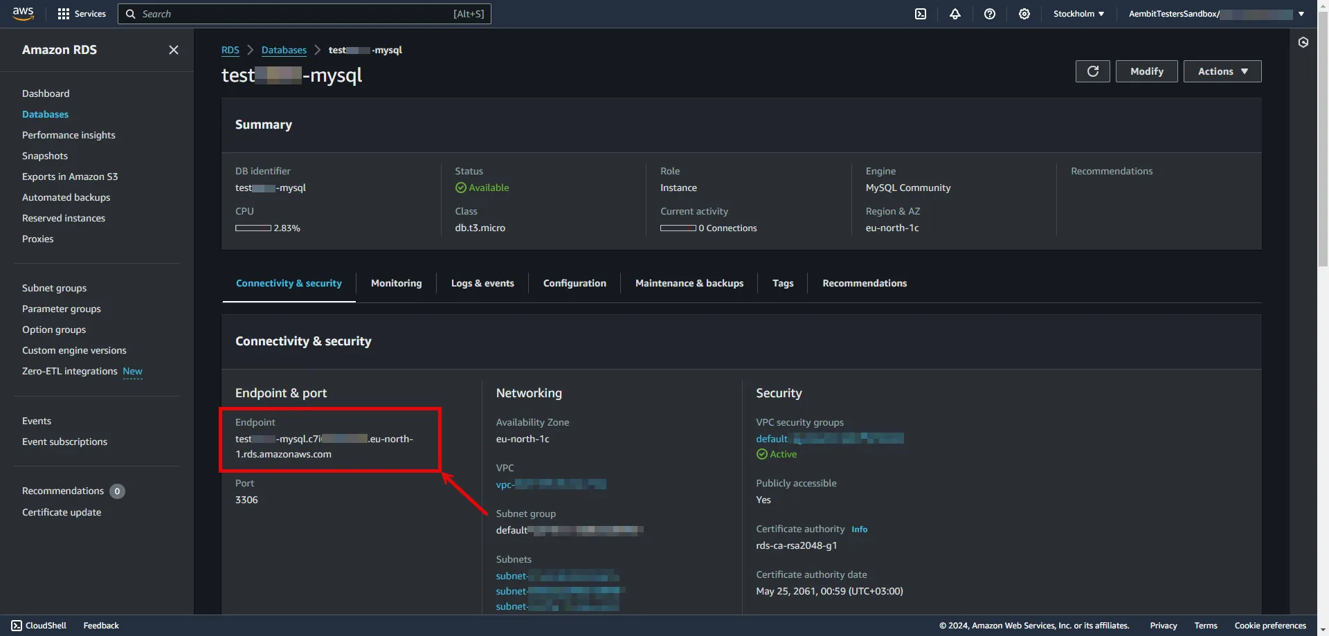 AWS RDS Database Endpoint