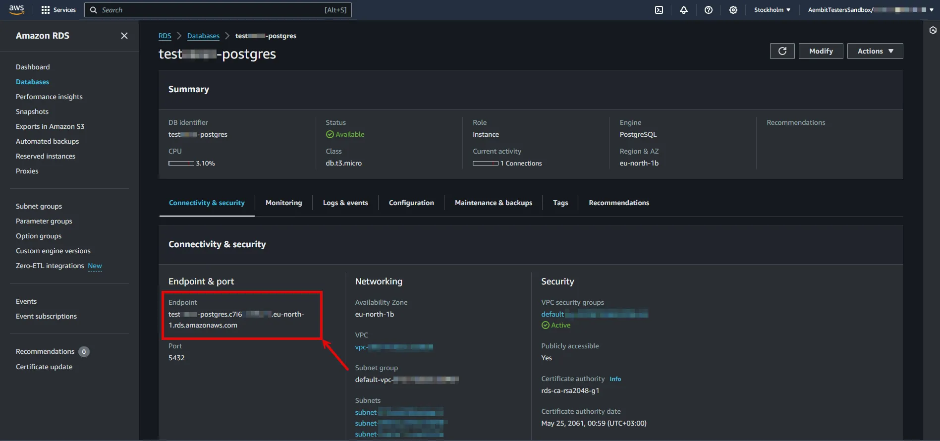 AWS RDS Database Endpoint