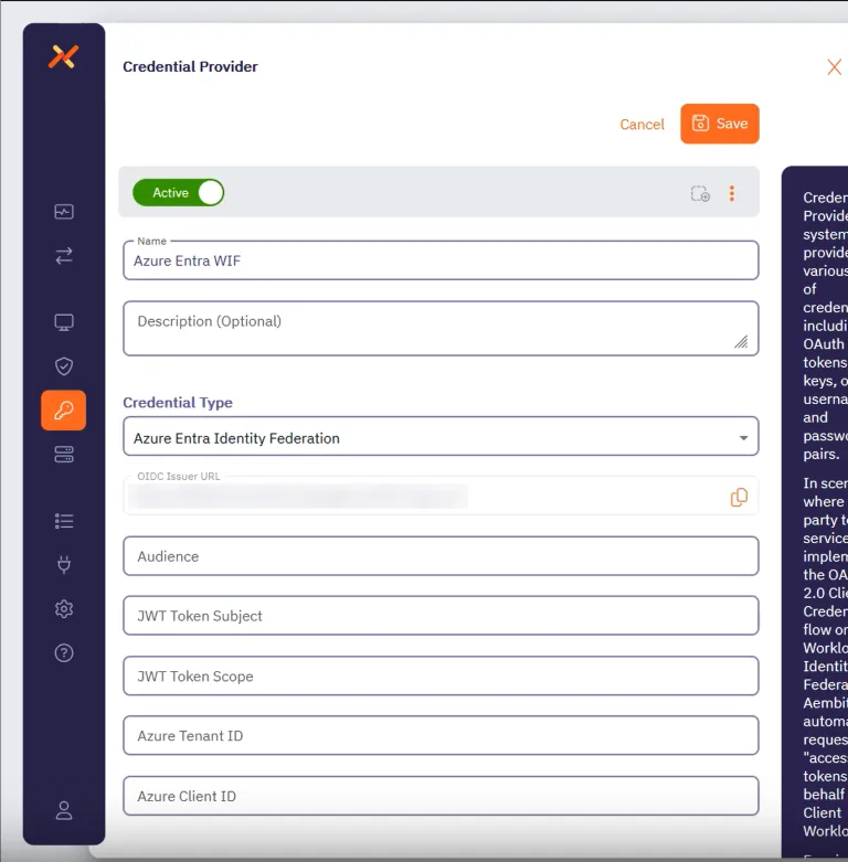 Aembit web UI Credential Provider page