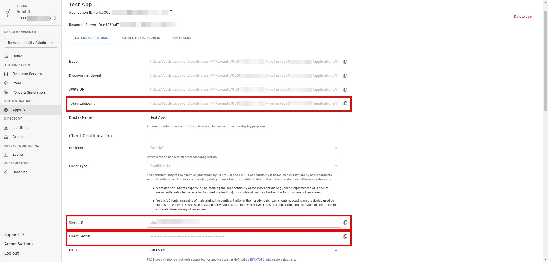 App Details | Copy Token Endpoint, Client ID and Tenant ID