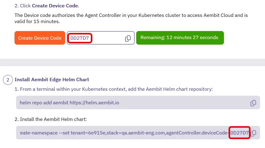 Deploy Aembit Edge Generate Code button