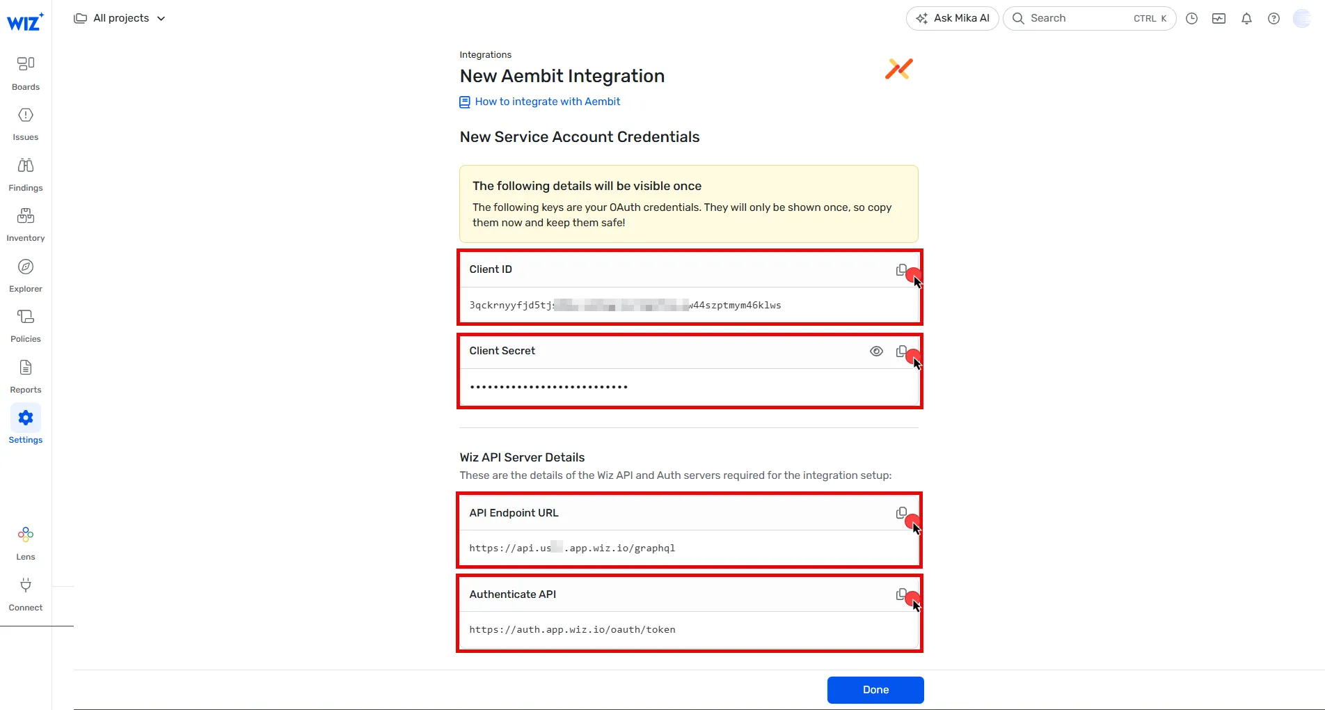 Wiz Integration Details