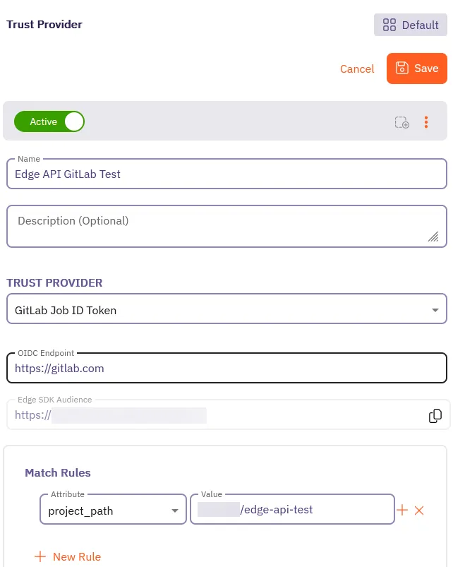 Aembit Trust Provider form