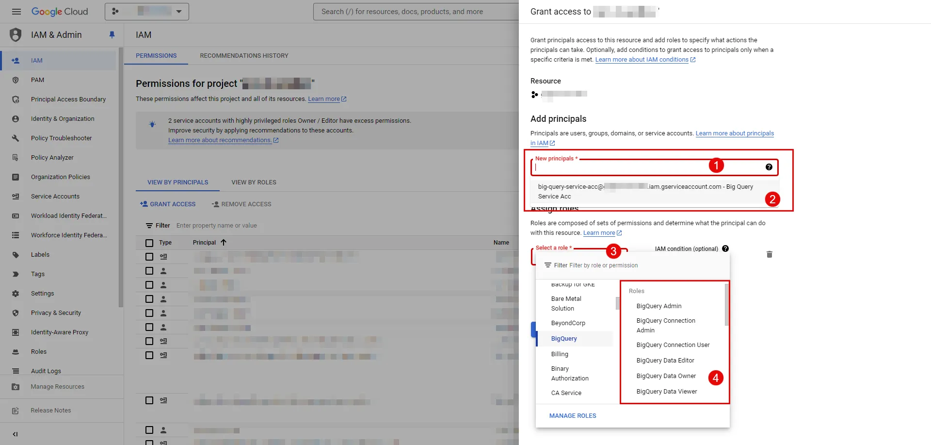 Set Role to Service Account