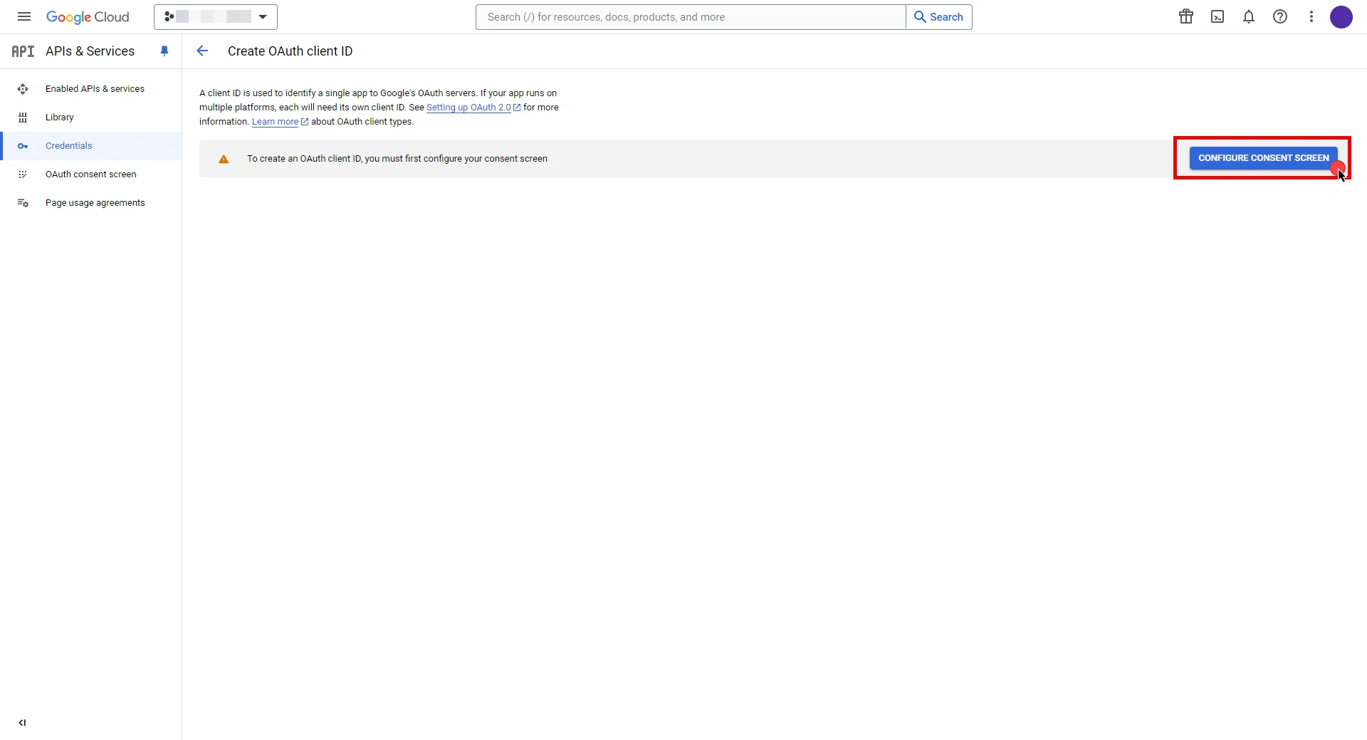 Configure Consent Screen
