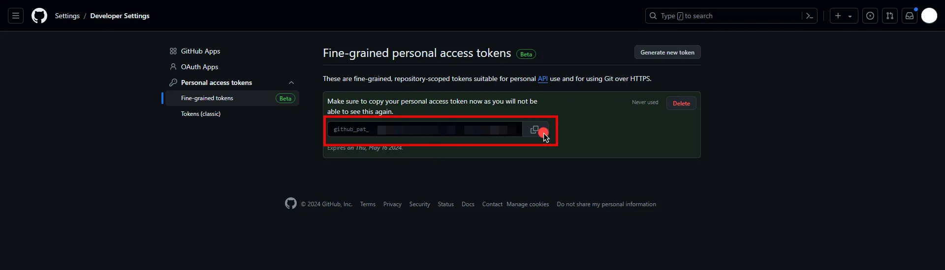 Copy fine-grained token