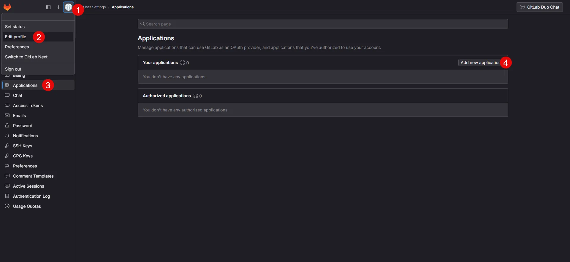 Gitlab Add new application