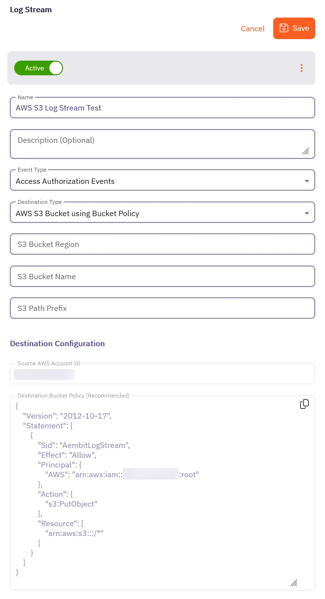 Log Streams - AWS S3