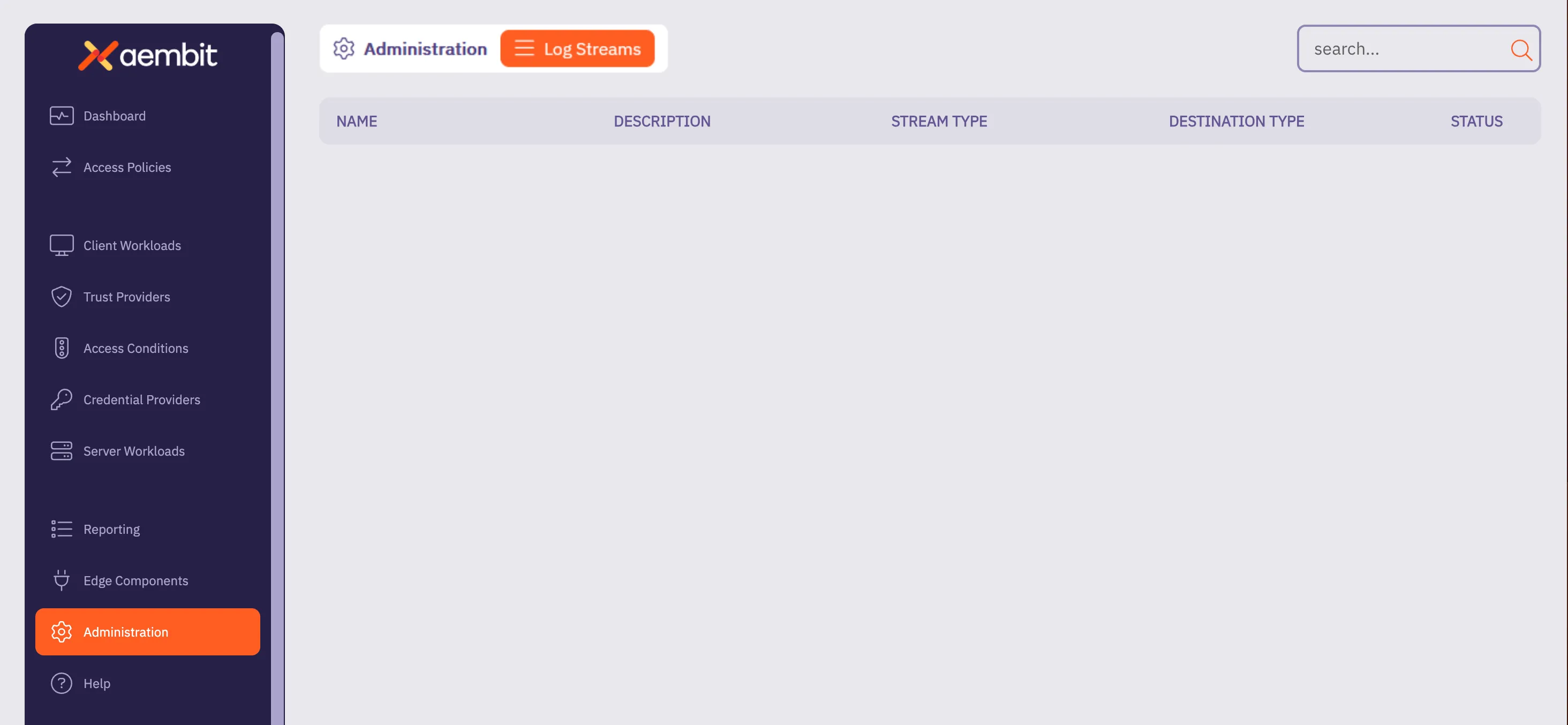 Log Streams Main Page