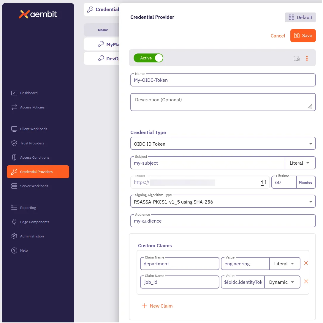 Completed OIDC ID Token Credential Provider example