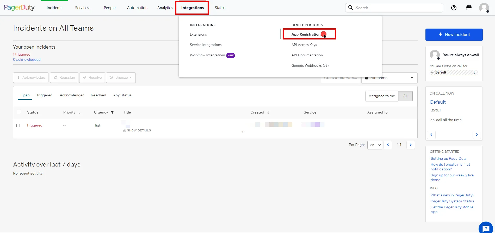 PagerDuty Dashboard Navigation