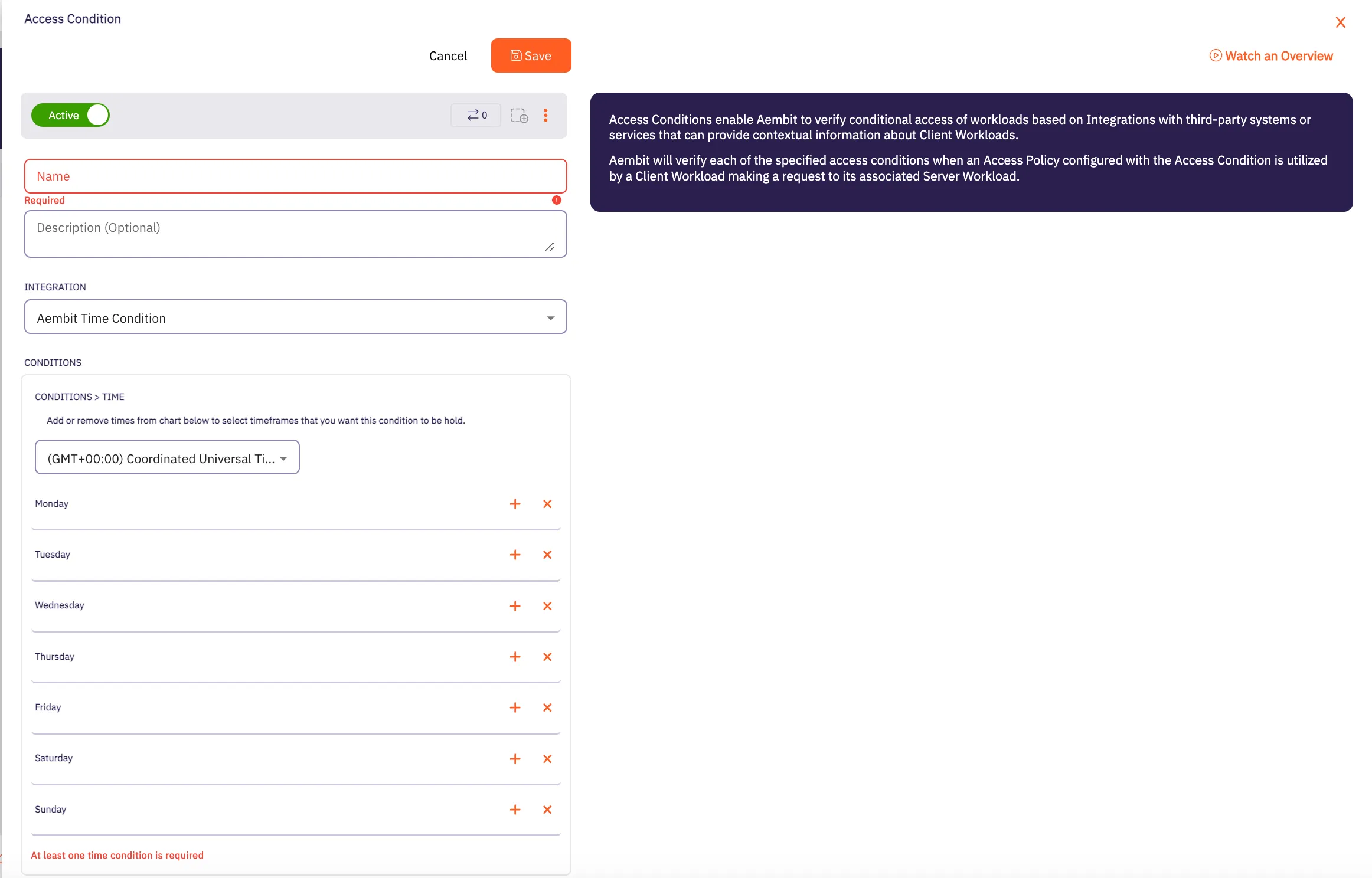 New Access Conditions Page