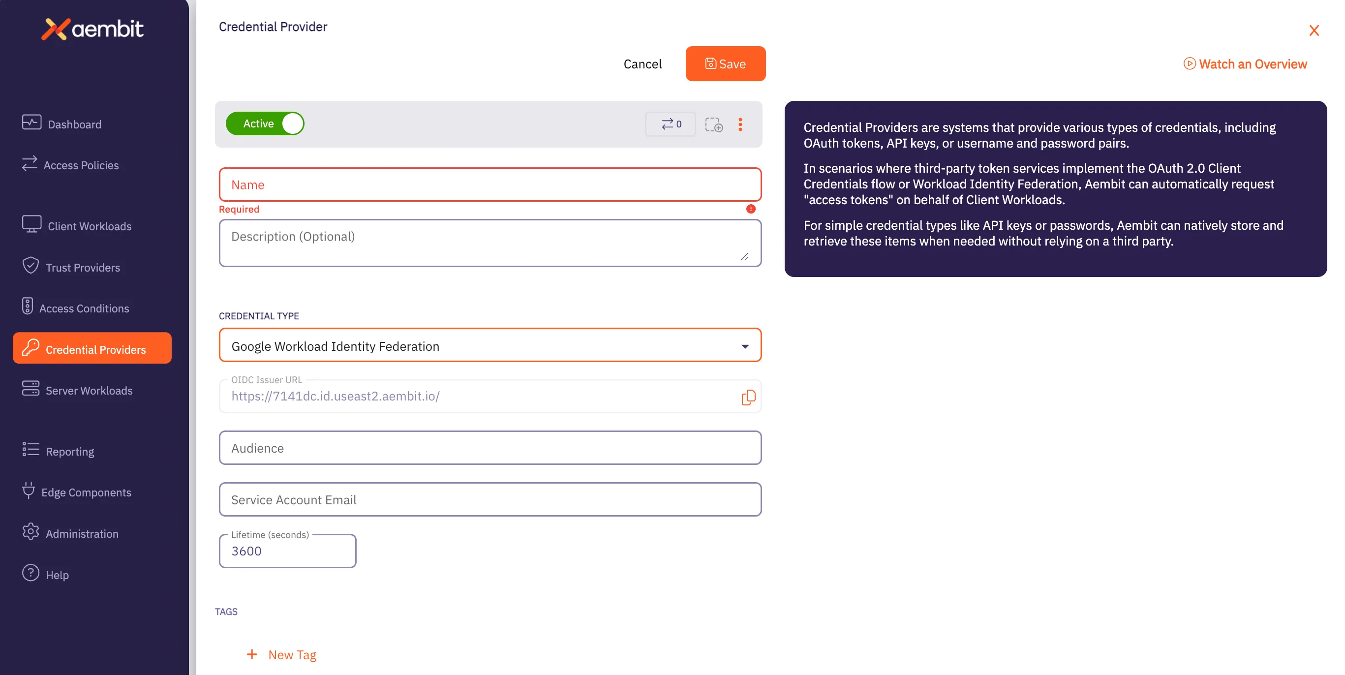 New Credential Providers Page