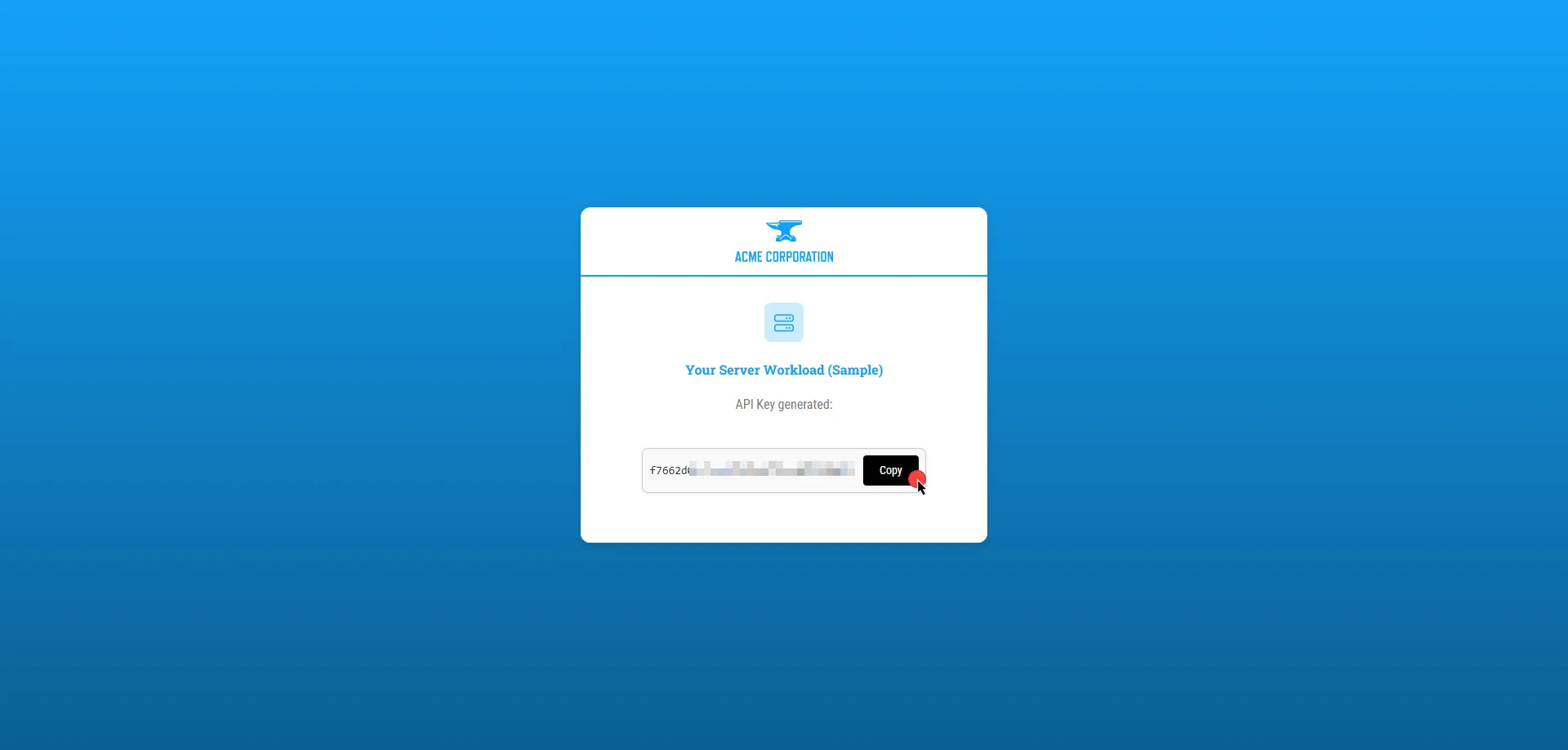 Copy API Key - Server Workload