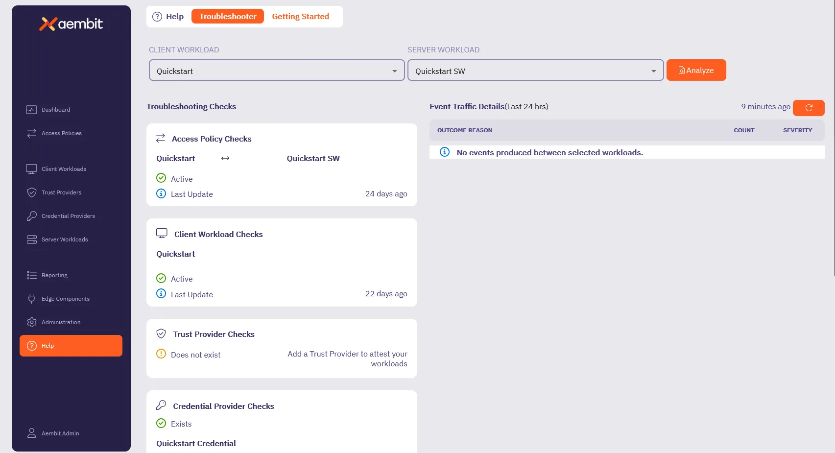 Aembit Help Troubleshooter page