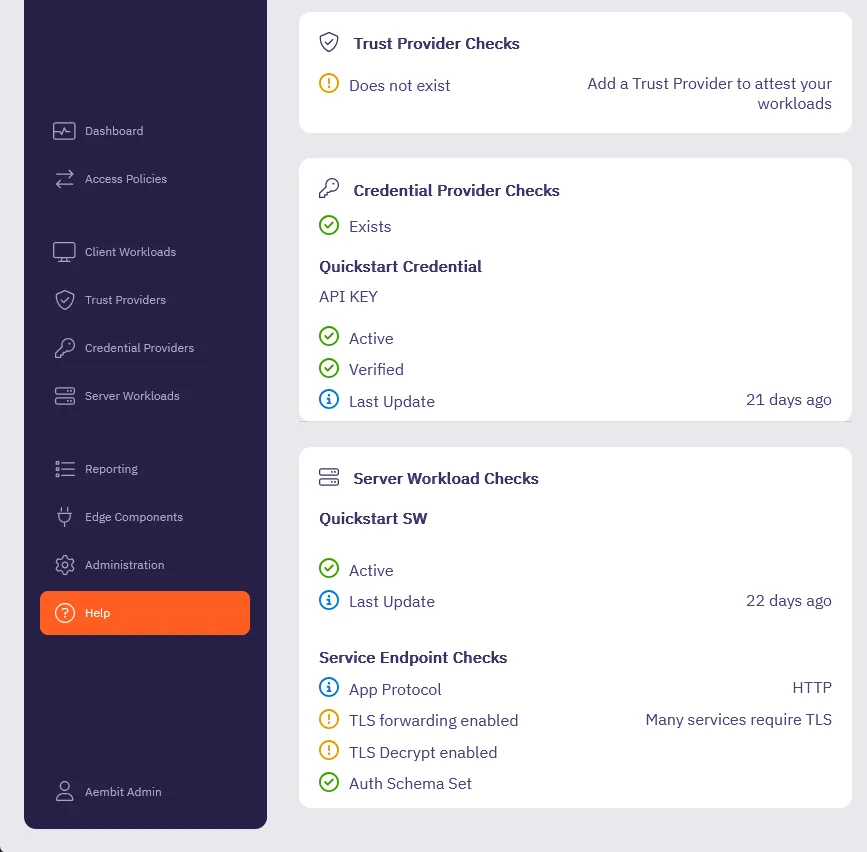 Aembit Help Troubleshooter page