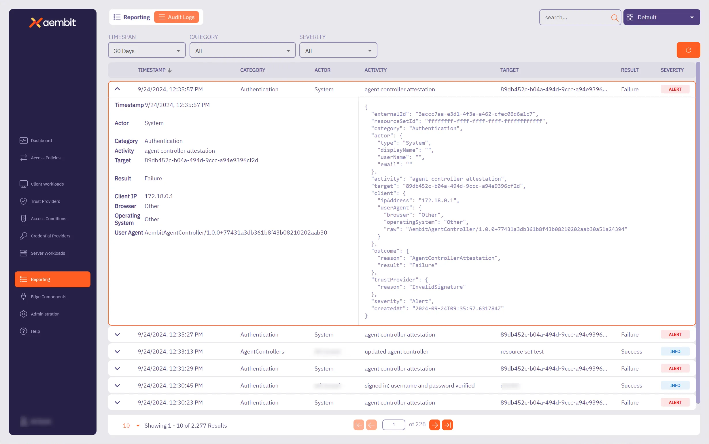 Audit Logs Reporting Example