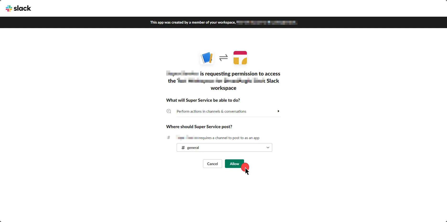 Install an app to workspace
