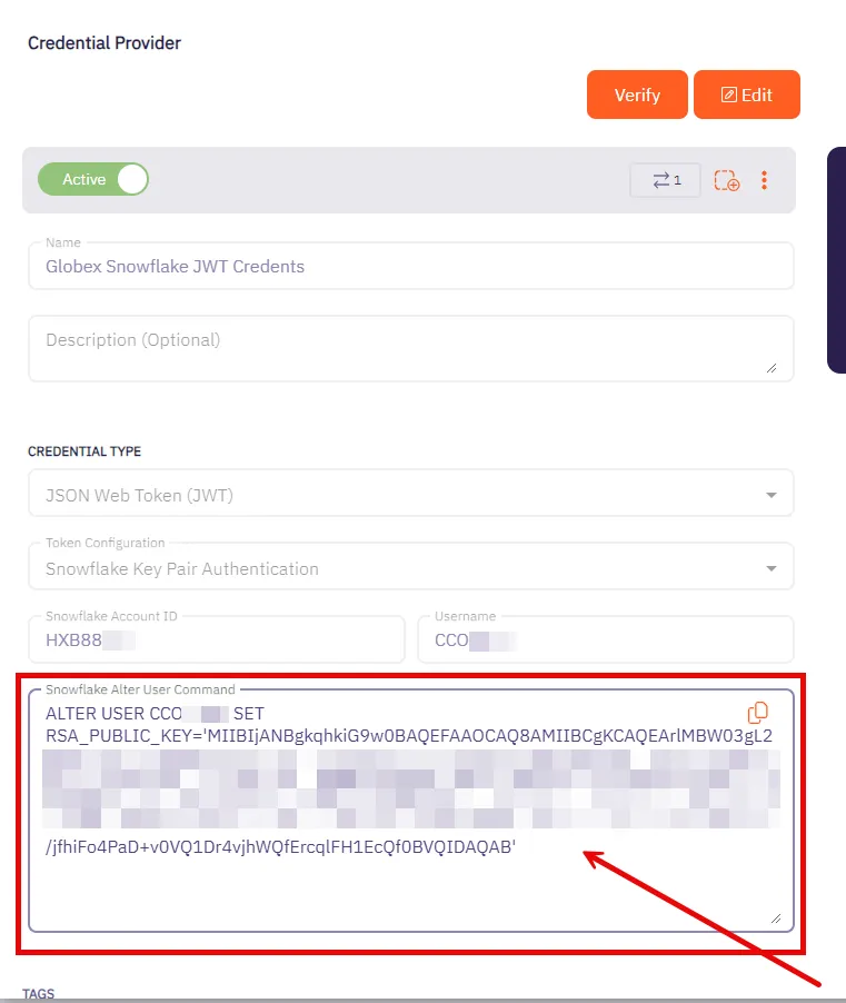 Snowflake JWT Credentials on Aembit Edge UI